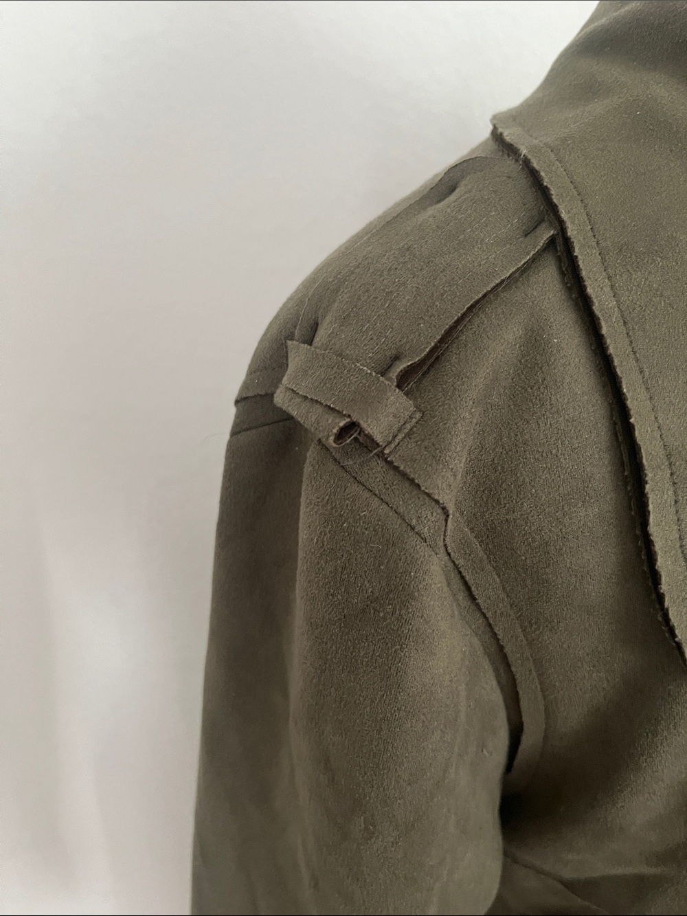 Anthropologie  Olive Green Suede Trench Coat with Belt - Picture 5 of 16